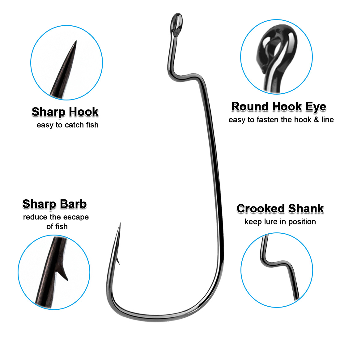 FishTrip 50-100PCS Worm Hook F - огляд і ціна Fishing Hook Offset