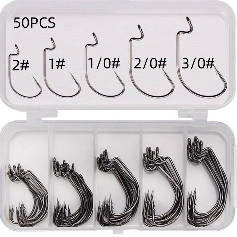 50Pcs/Box High Carbon Steel Fi - огляд і ціна Fishing Hook Offset