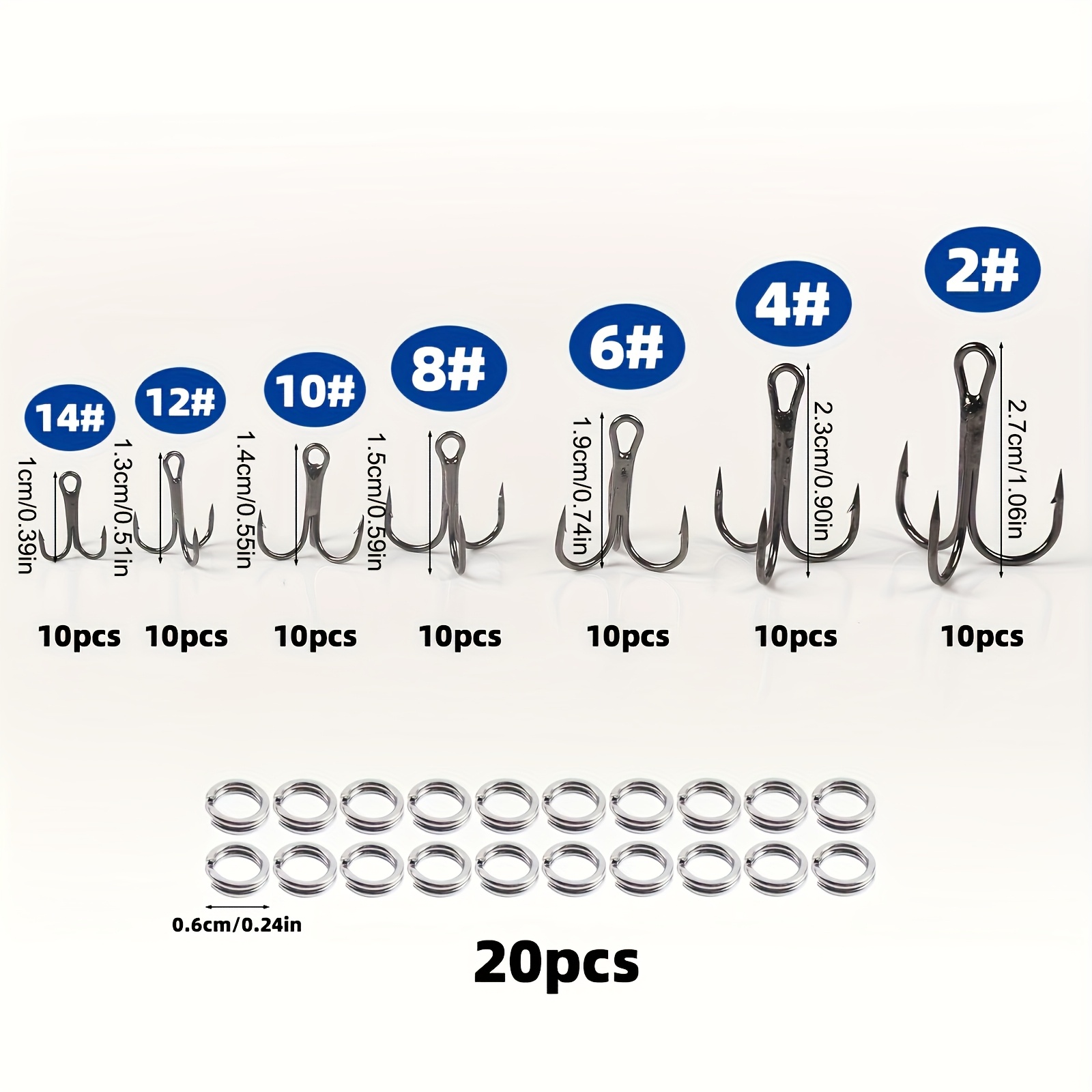 90pcs/set The lure triple-hook - огляд і ціна Fishing Hook Circle